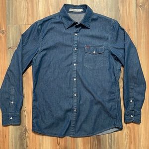Criquet Denim Pearl Snap Button Down Shirt Medium